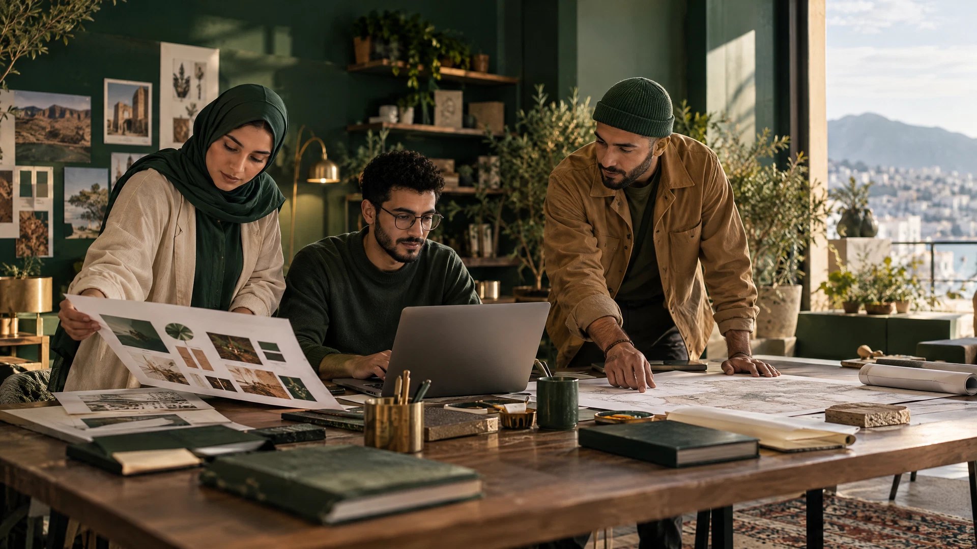 فريق إبداعي يتعاون على تخطيط عمل رقمي